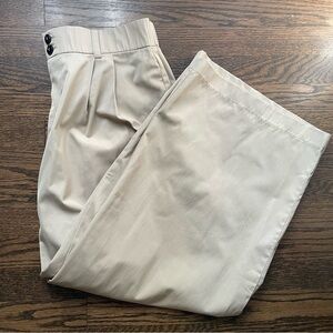 Zara Tan High Waisted Wide Leg Ankle Length Pants Sz XL
